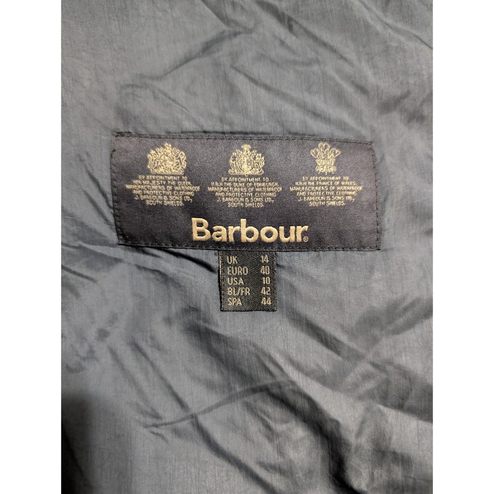 Barbour Quilted Jacket Womens US 10 Gray Fleece Lined Snap Zip Coat UK 14 - Picture 4 of 10